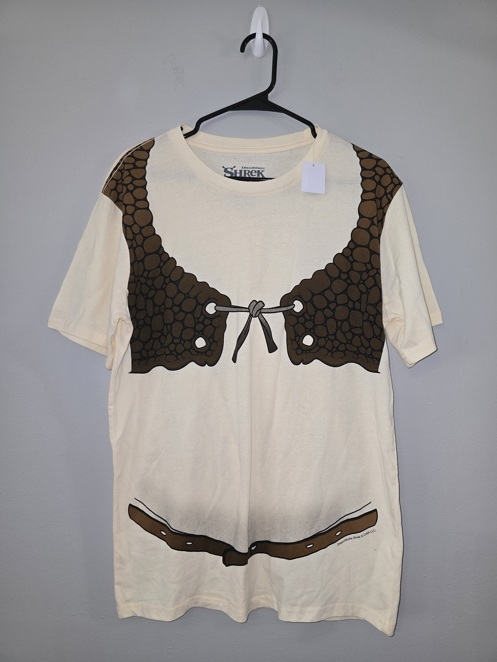 DreamWorks Shrek Cream Short Sleeve Tee with Brown Vest Print